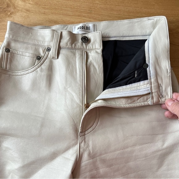 AGOLDE JEANS 24 RECYCLED LEATHER BLD POWDER IVORY STRAIGHT LEG CHIC PINCH WAIST - Picture 8 of 12